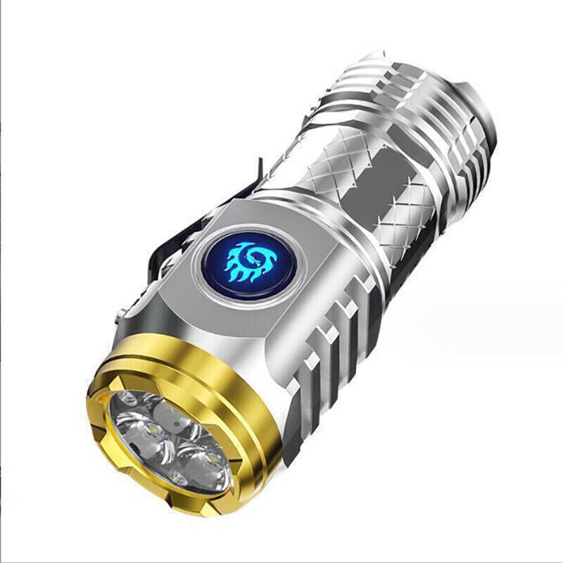 Mini Rechargeable Waterproof LED Flashlight - Compact Power Torch with USB
