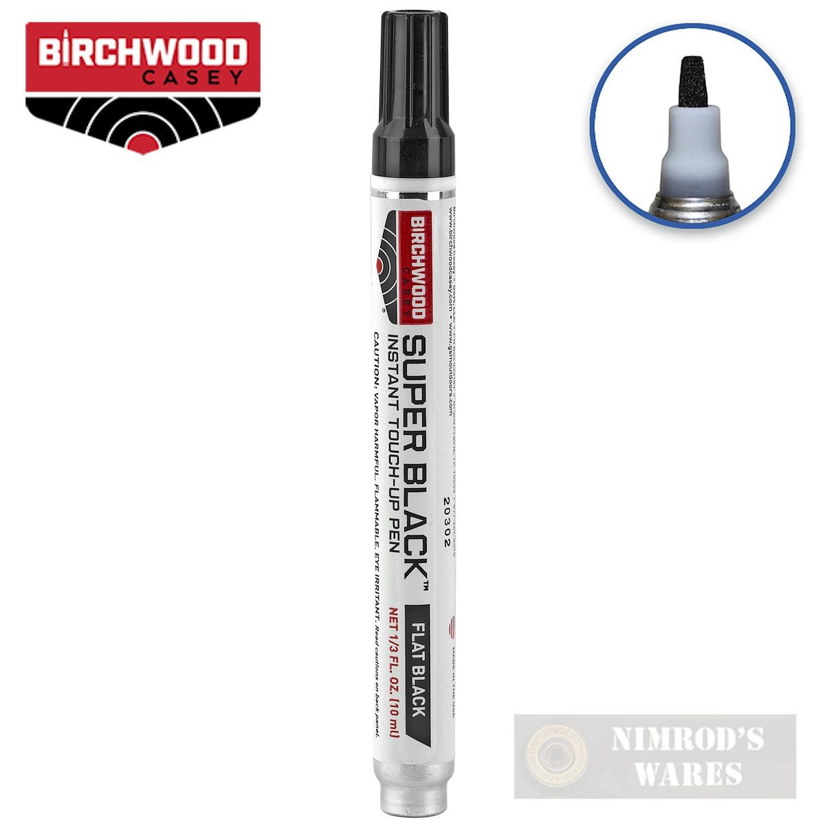 Birchwood Touch-Up Pen Flat Black for Scratches & Nicks - Fast Shipping