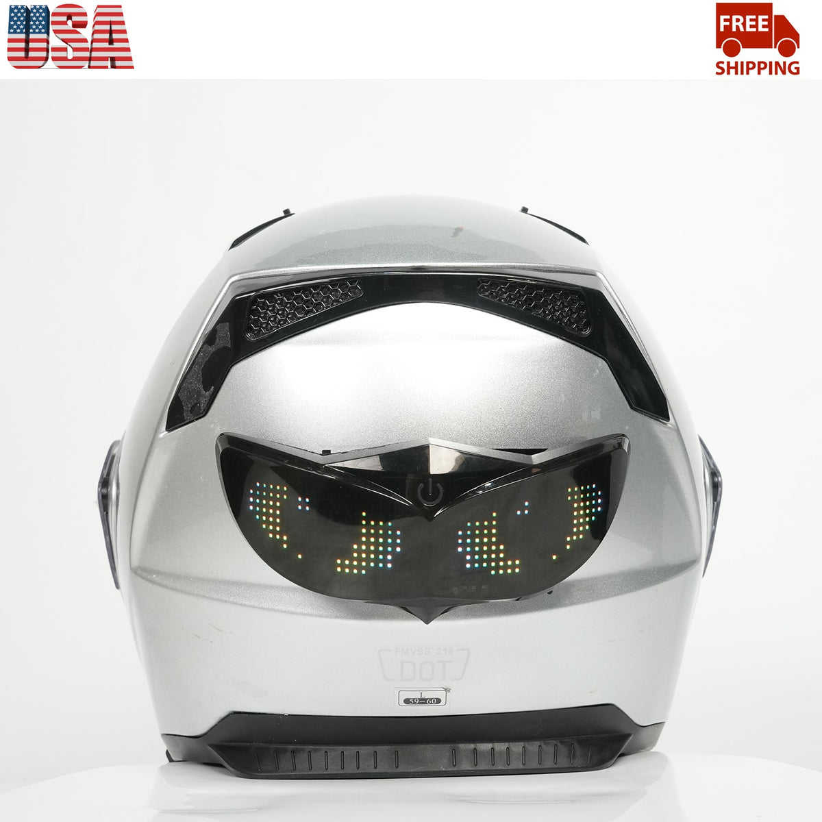 Bluetooth LED Helmet Light for Motorcycle Safety Customizable Pixel Signal Lamp