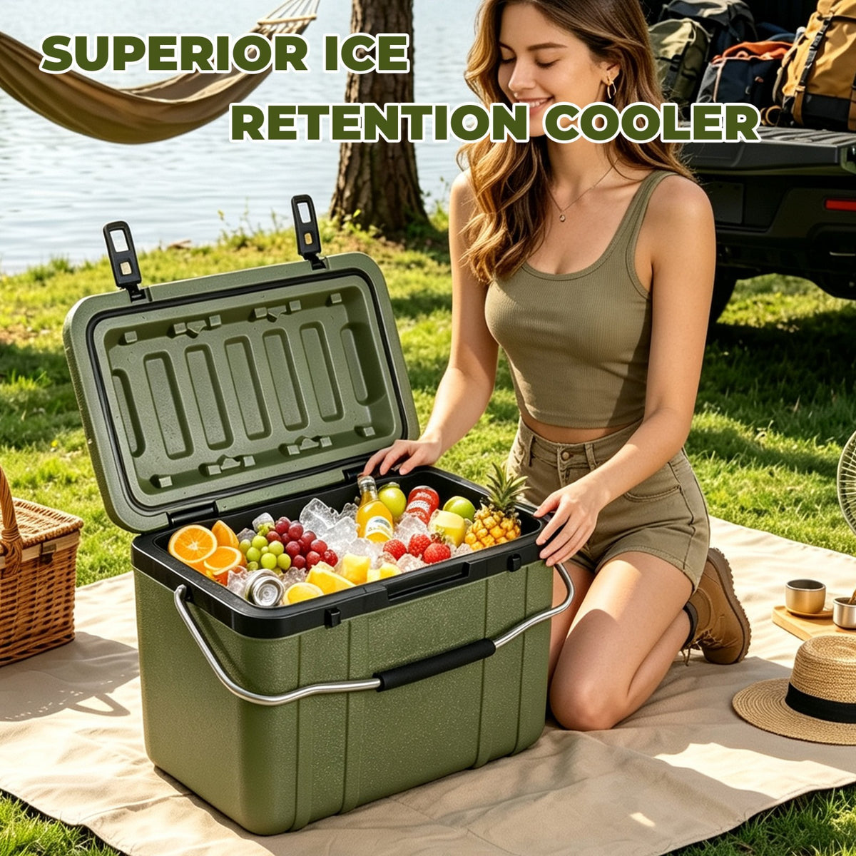 20 Quart Insulated Hard Shell Cooler Box Portable Ice Chest for Camping