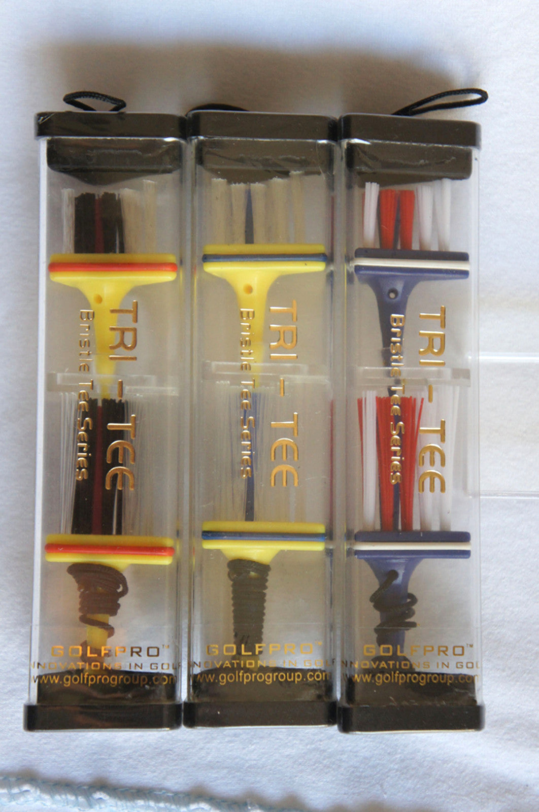 Golf Tri-Tee Bristle Brush Tees - 2.75 Inch Optimal Contact Driver/Wood (16 Pack)