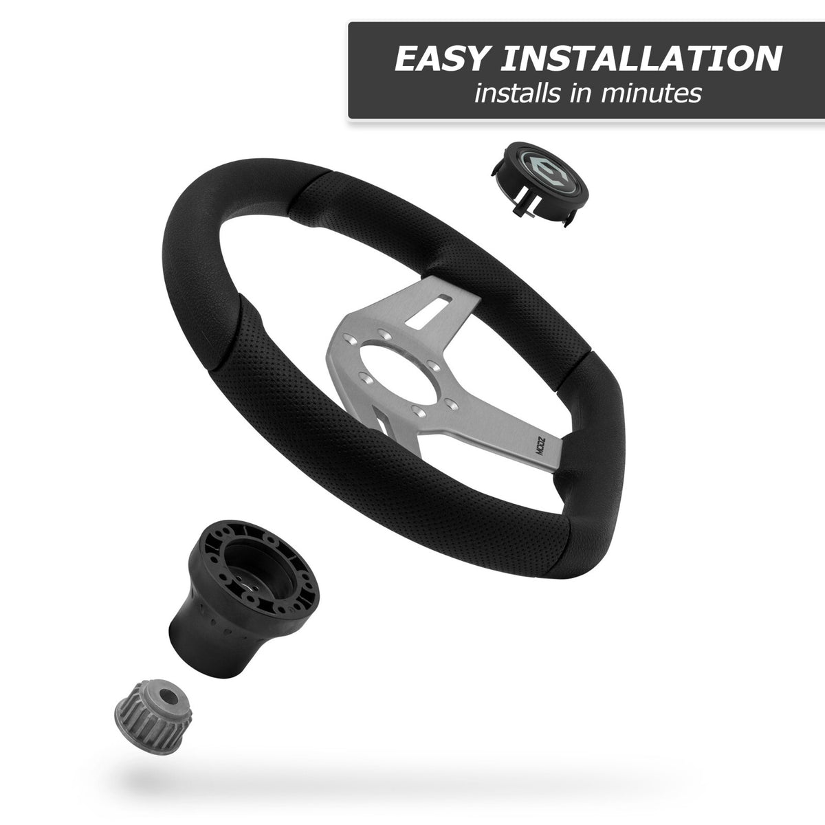 Golf Cart Steering Wheel Kit with Adapter for Club Car, EZGO, Yamaha