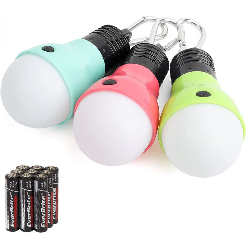 3-Pack Portable Camping LED Lights with Batteries - 3 Lighting Modes