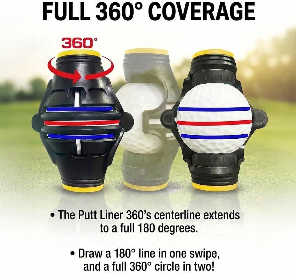 Golf Ball Marker Alignment Tool - 360 Degree Putt Liner for Accurate Putting
