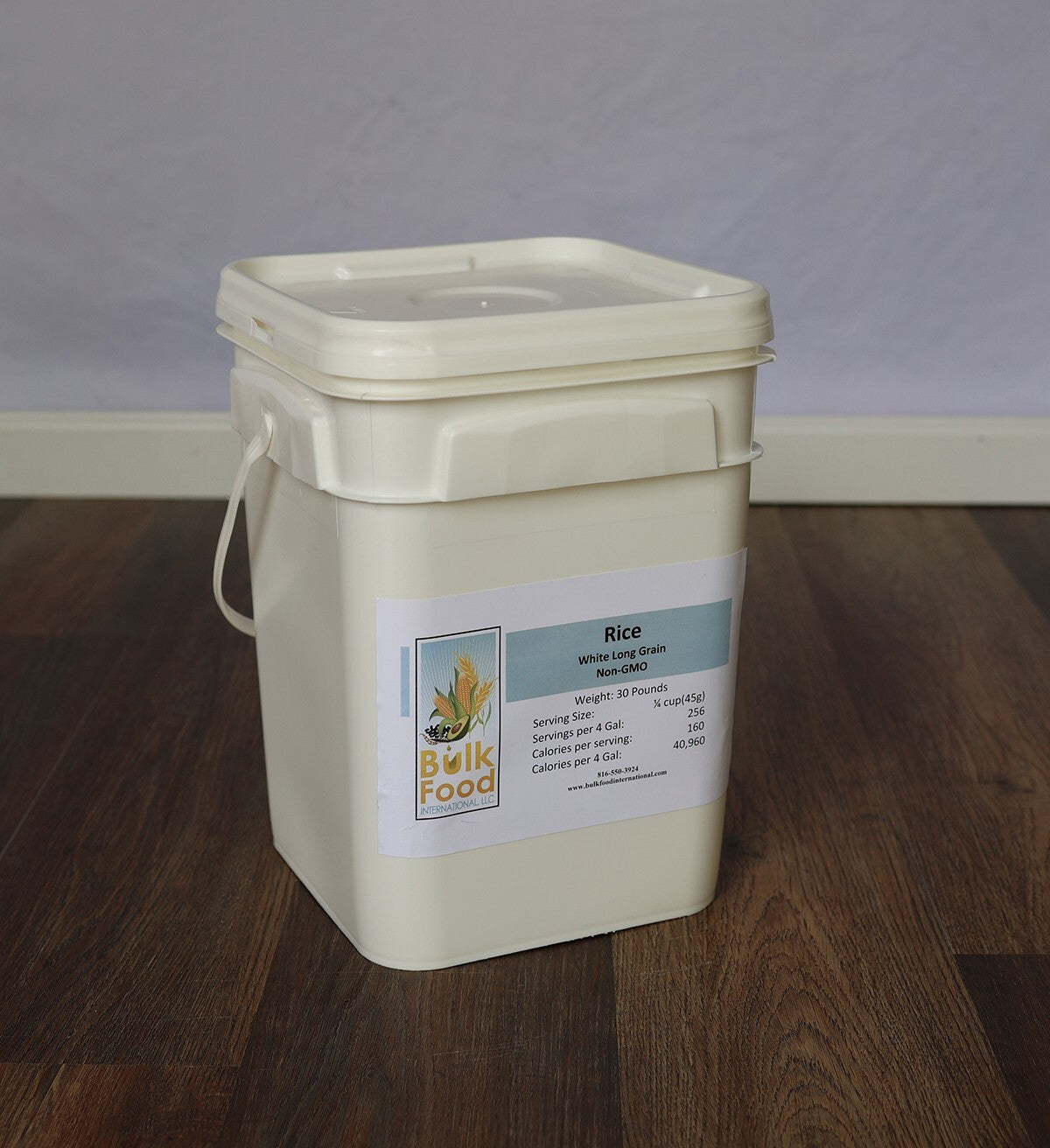 Bulk Long Grain White Rice in 4-Gallon Bucket - Emergency Storage 30 lb