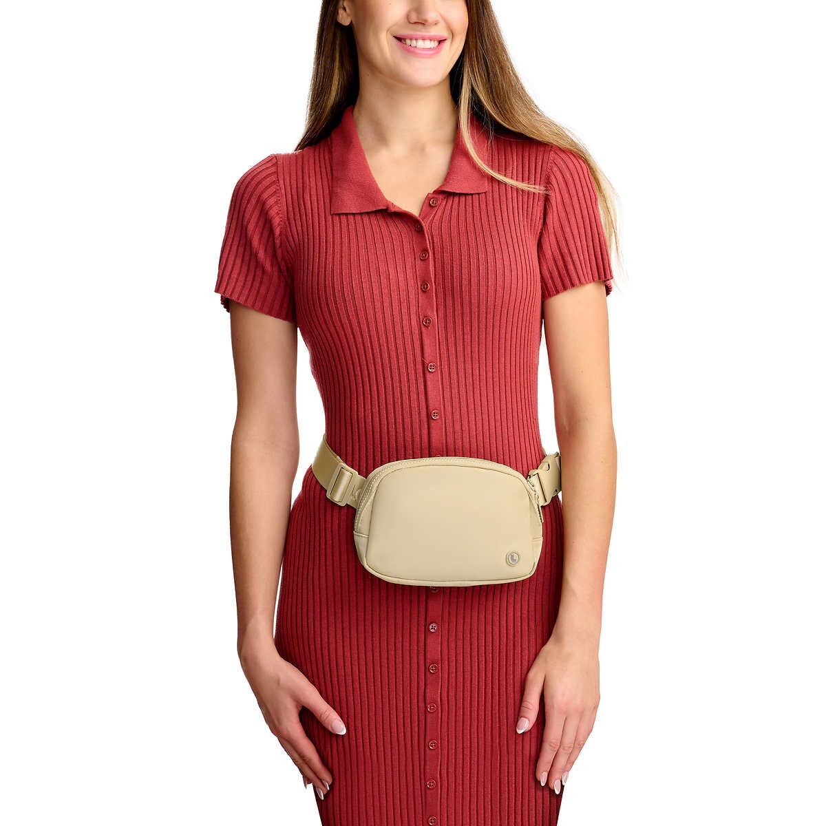 Unisex Belt Bag with Adjustable Strap - Tan Fanny Pack for Waist, Crossbody