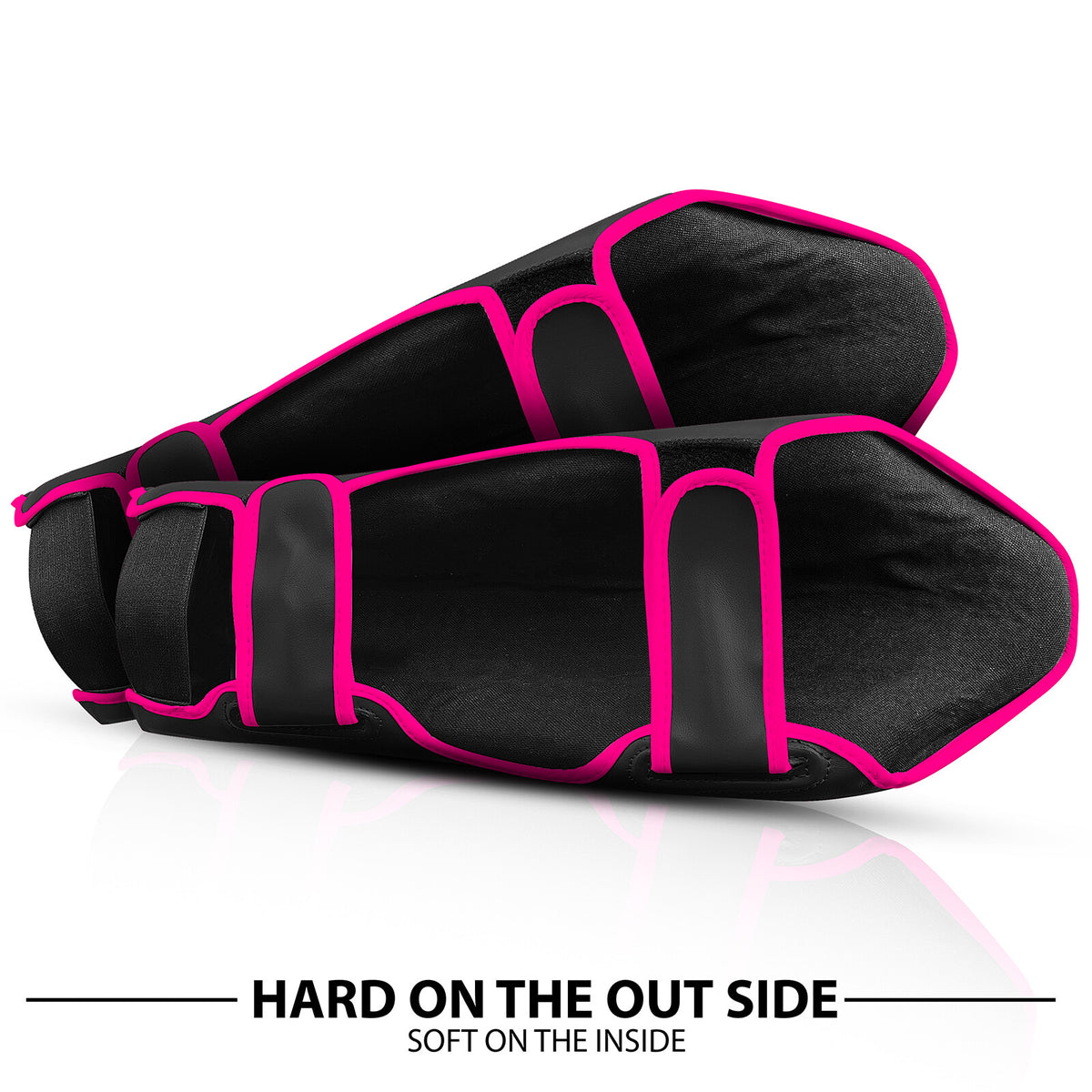 MMA Shin Guards with Foot Instep Protectors for Kickboxing & Martial Arts - Pink