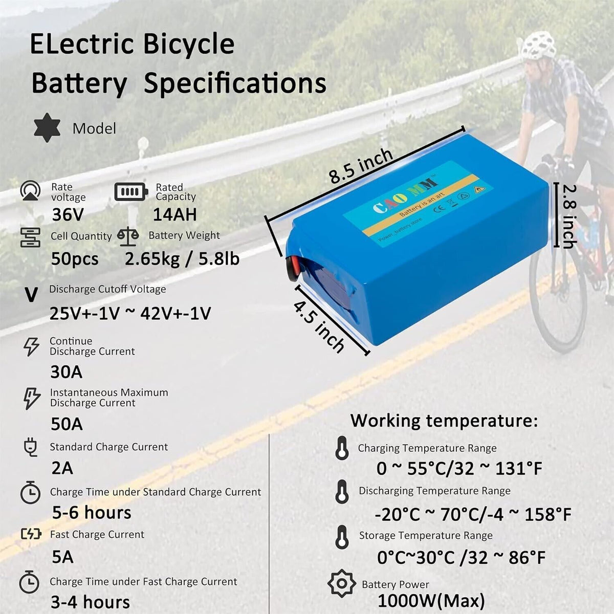 Electric Bicycle Battery 36V/48V 8Ah-20Ah for E-Bikes and Electric Bikes