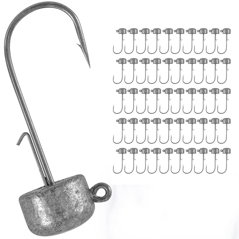 50 Pcs Mushroom Ned Rig Jig Heads for Bass Crappie Fishing - Multiple Sizes