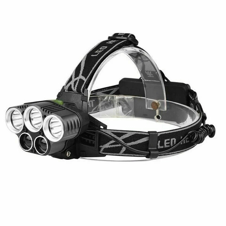 Rechargeable 5 LED Headlamp with Zoom Focus - USB Head Torch for Camping Hiking Repair