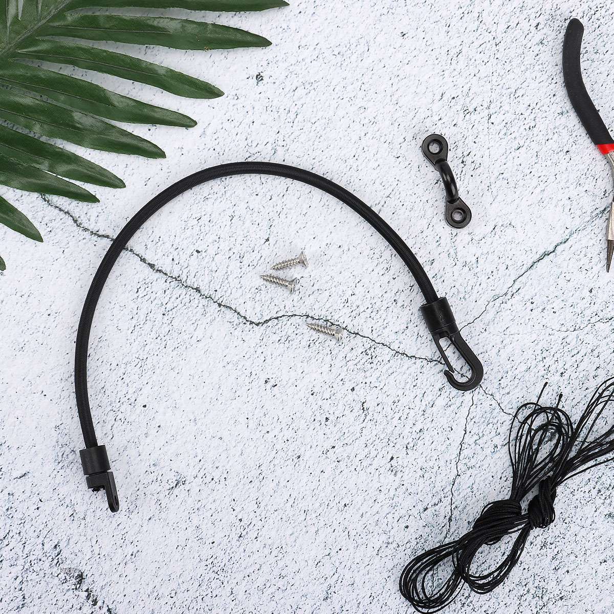 Boat Fishing Rod Holder Straps Set - Deck Mount Tie Down Clips & Bungee