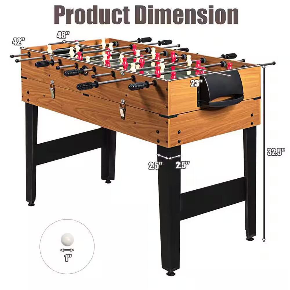 48 In 3-In-1 Multi-Game Table: Foosball, Billiards, Soccer Pool Hockey for Kids