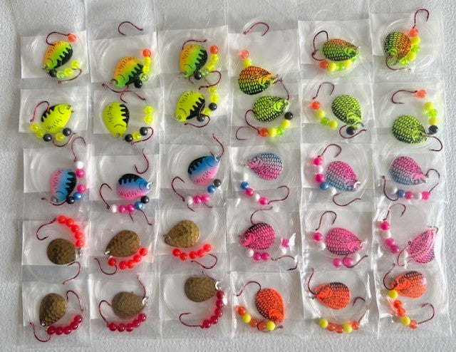 Walleye Crawler Harness Pack with 30 Rigs & Size 3 Colorado Blade - Freshwater Fishing Lures