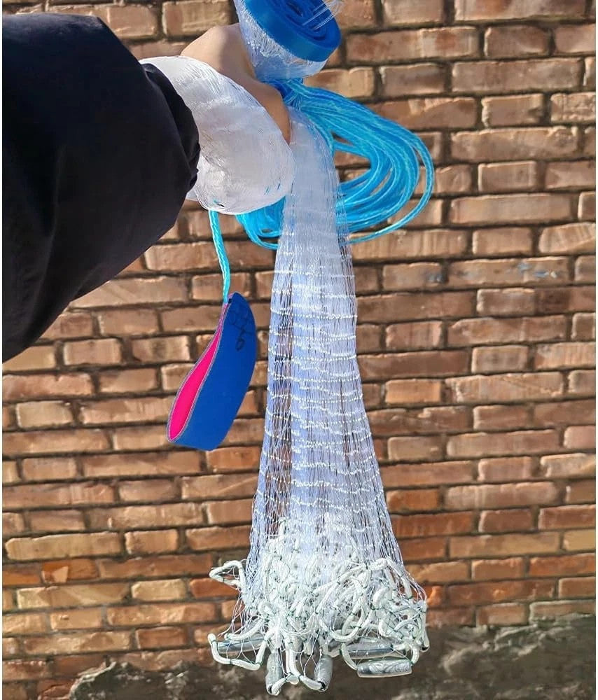 8 Ft Cast Net for Fishing with Sinker Nylon Monofilament - Easy Throw Bait Net
