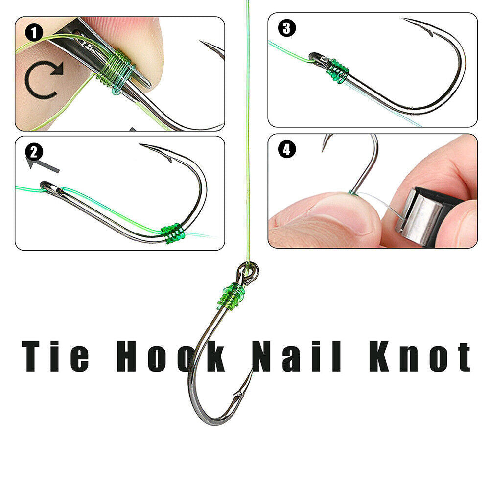 Fishing Line Knot Tying Tool with Cutter and Hook - Stainless Steel