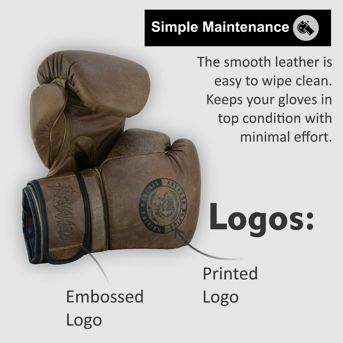 Brown Cowhide Leather Boxing Gloves for MMA Training & Sparring
