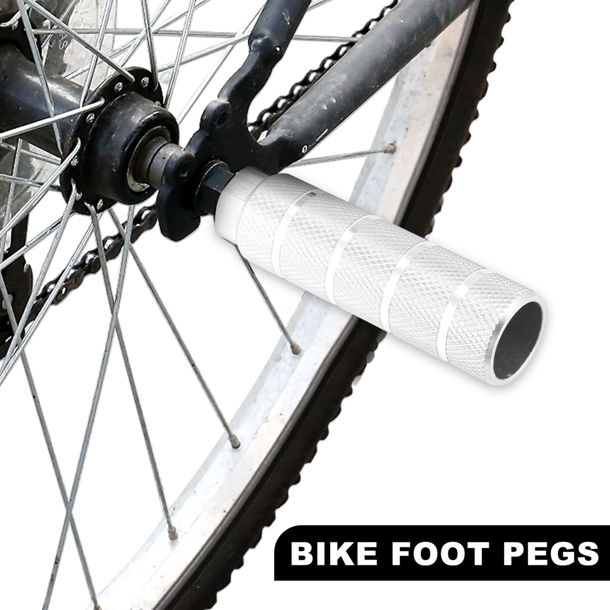 Universal Aluminum Foot Pegs for BMX MTB Bikes - 3/8 Inch Axles, Pack of 4