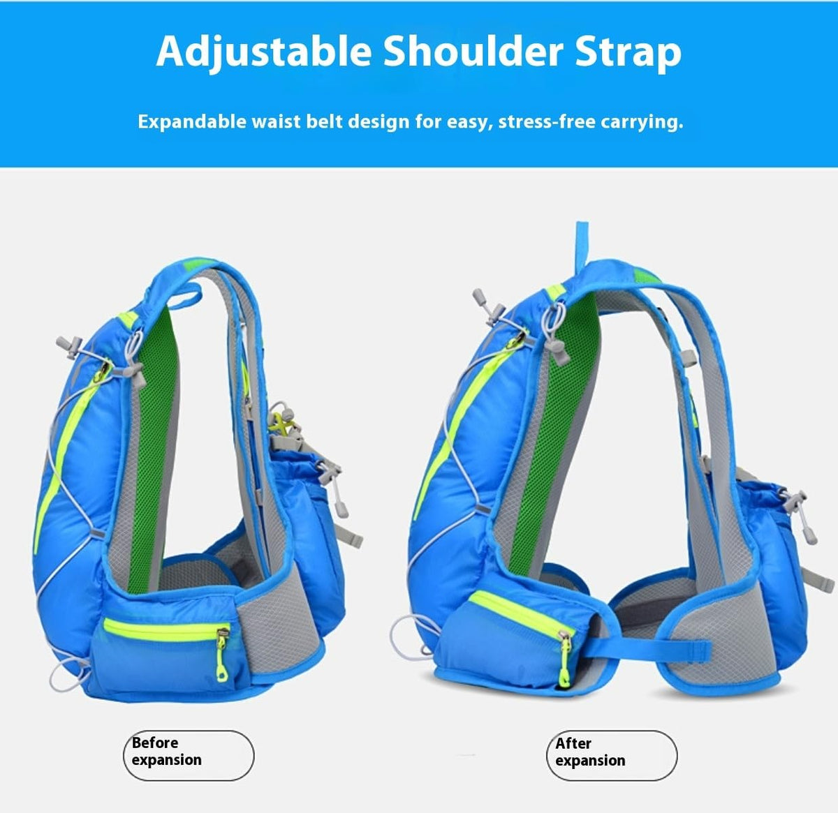 Ventilated Hydration Running Vest with Multiple Zipper Pockets - No Bladder