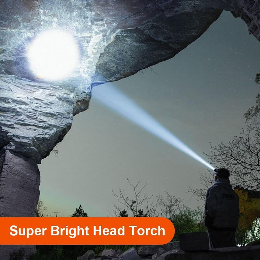 Rechargeable LED Headlamp with Motion Sensor Waterproof Headlight Outdoor