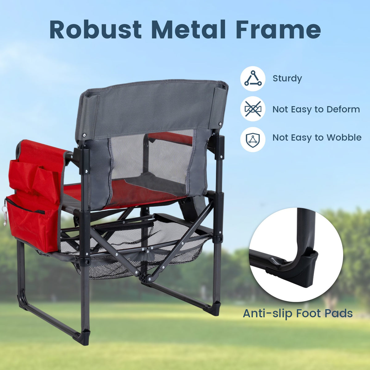 Heavy Duty Camping Chair with Cup Holder & Side Pocket for Adults