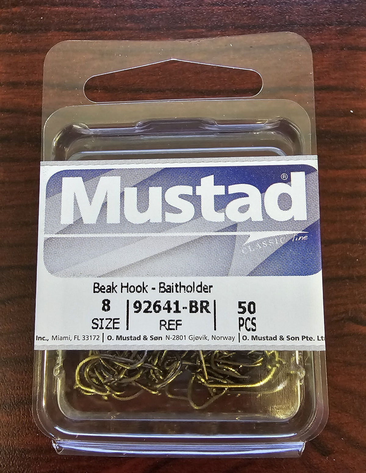 Size 8 Beak Hook Baitholder Fishing Hooks - Pack of 50, Bronze Finish