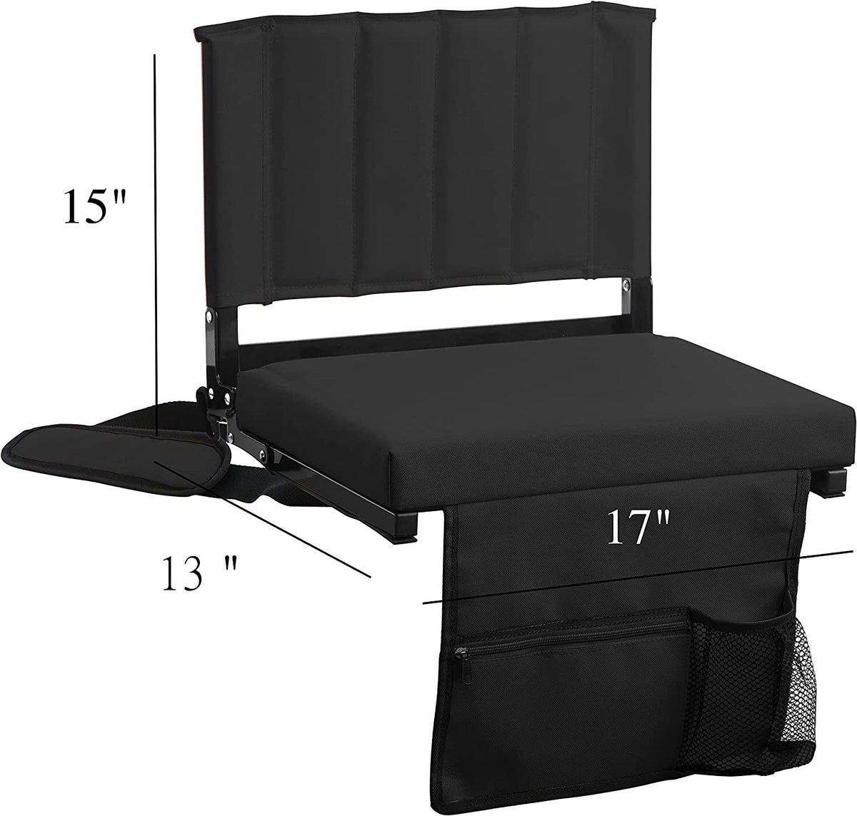 Padded Stadium Seat with Back Support, Cup Holder, Shoulder Strap