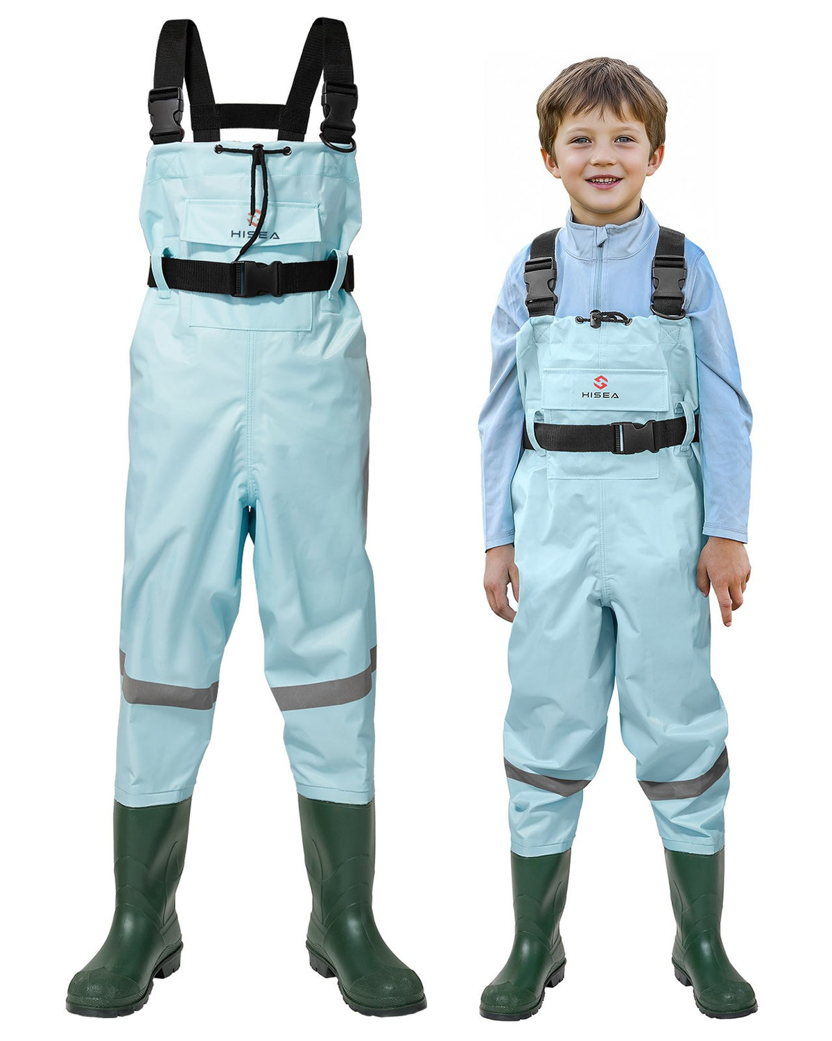 Kids Waterproof Chest Waders for Hunting & Fishing - Nylon 2-Ply PVC