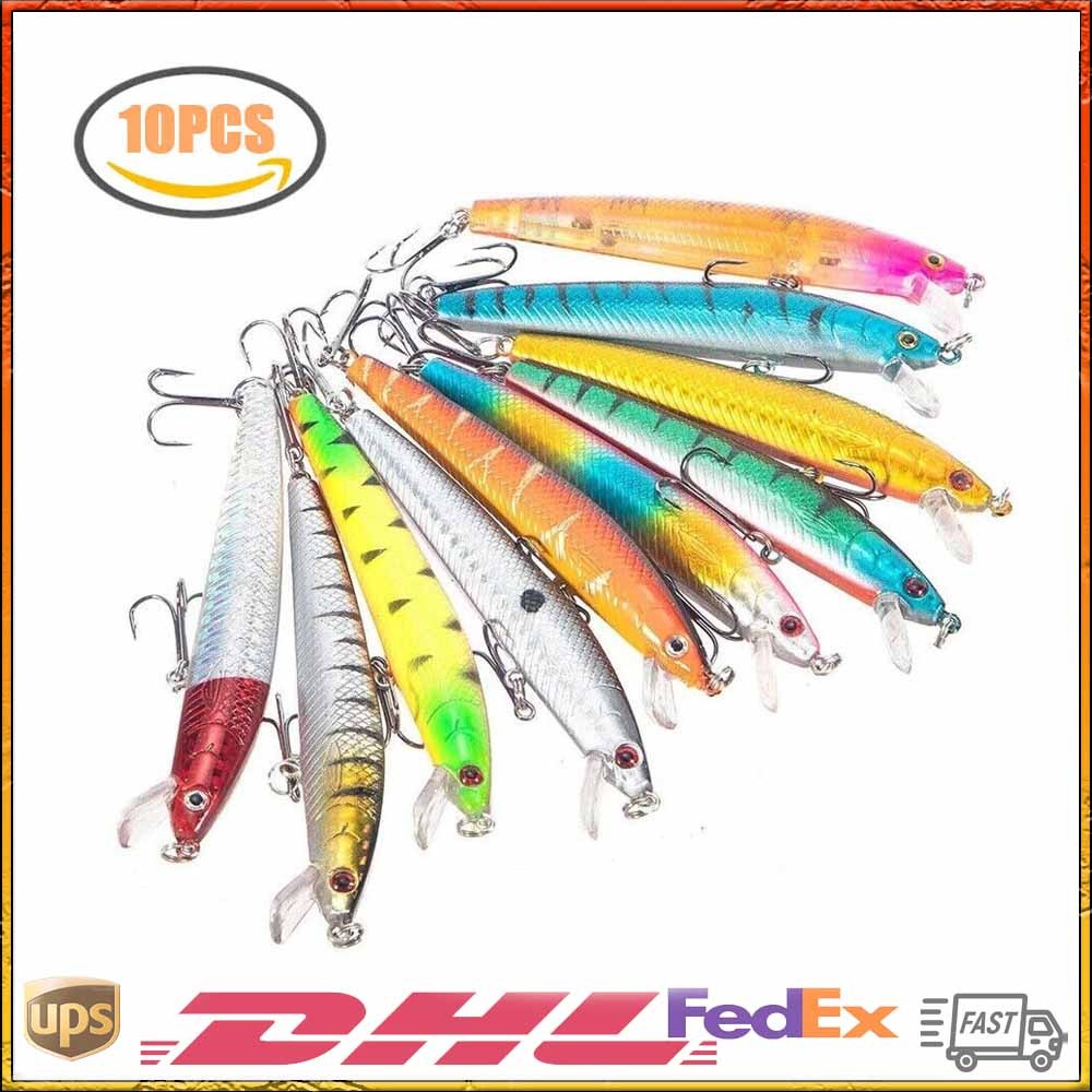 10Pcs Fishing Lure Set - Crankbaits Minnow Baits for Freshwater & Saltwater