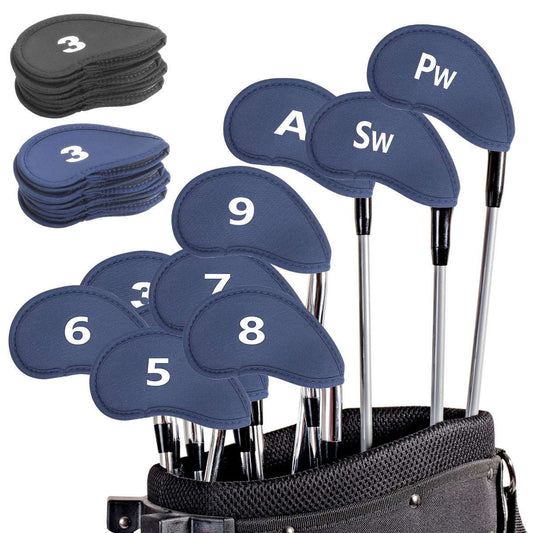 10 Pcs Golf Club Head Covers Set Neoprene Iron Protectors with Number & Letter Markings