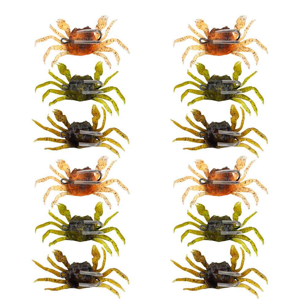 12Pcs Soft Crab Fishing Lures with Hooks – Artificial Bait for Freshwater & Saltwater