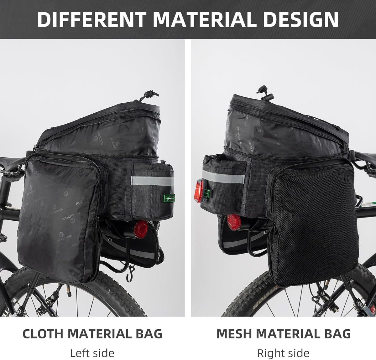 Bike Trunk Bag 13-25L Waterproof Bicycle Rear Rack Luggage Carrier with Raincover