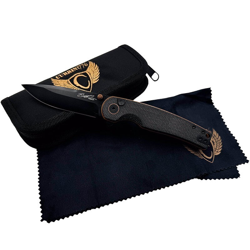 Folding Knife with 3-Inch K110 Steel Blade & Micarta Handle
