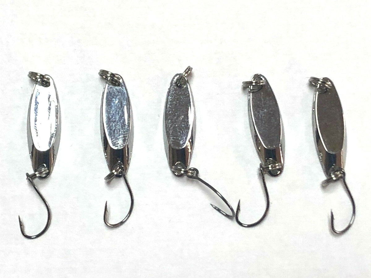 Fishing Lure Spoons Set - Kastmaster Style for Trout, Bass, Crappie - 1/16 oz, 1.5" Hooks, Silver & Gold