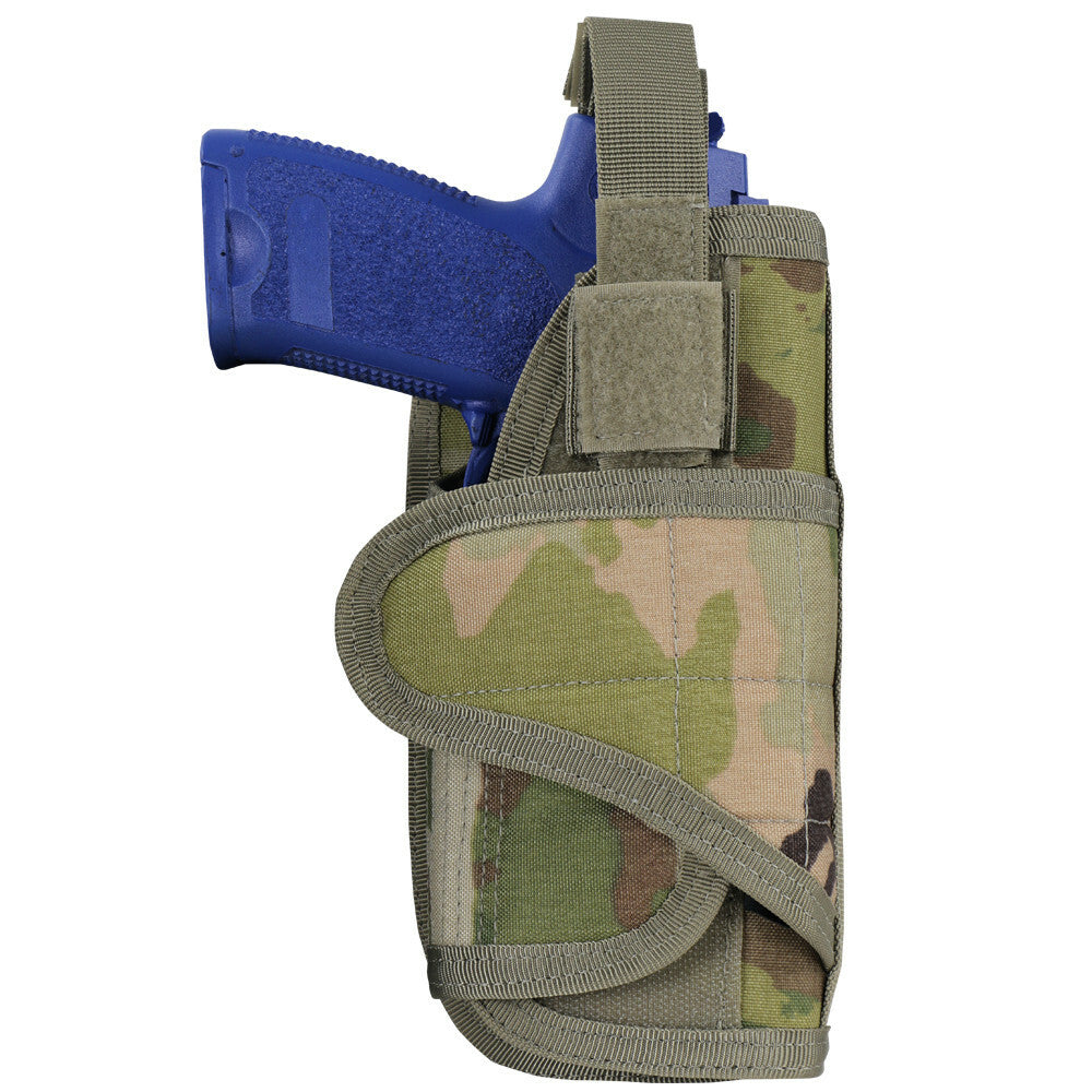 Tactical Vertical MOLLE Pistol Holster with Retention for Universal Fit