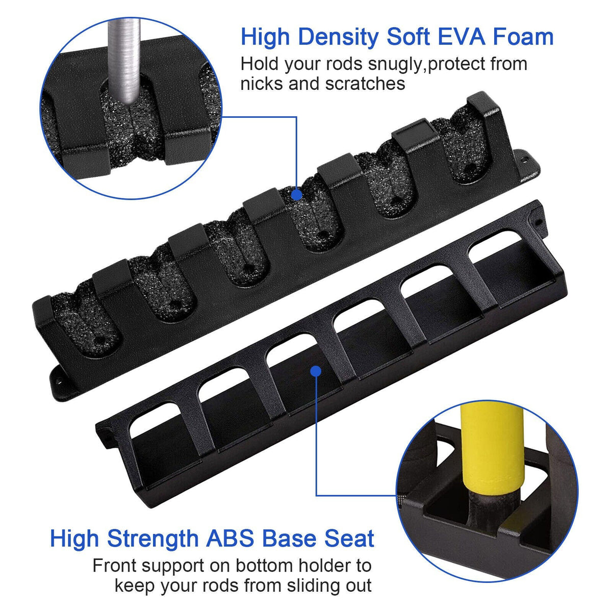 Wall-Mount Fishing Rod Rack Holder Vertical & Horizontal Storage Stand