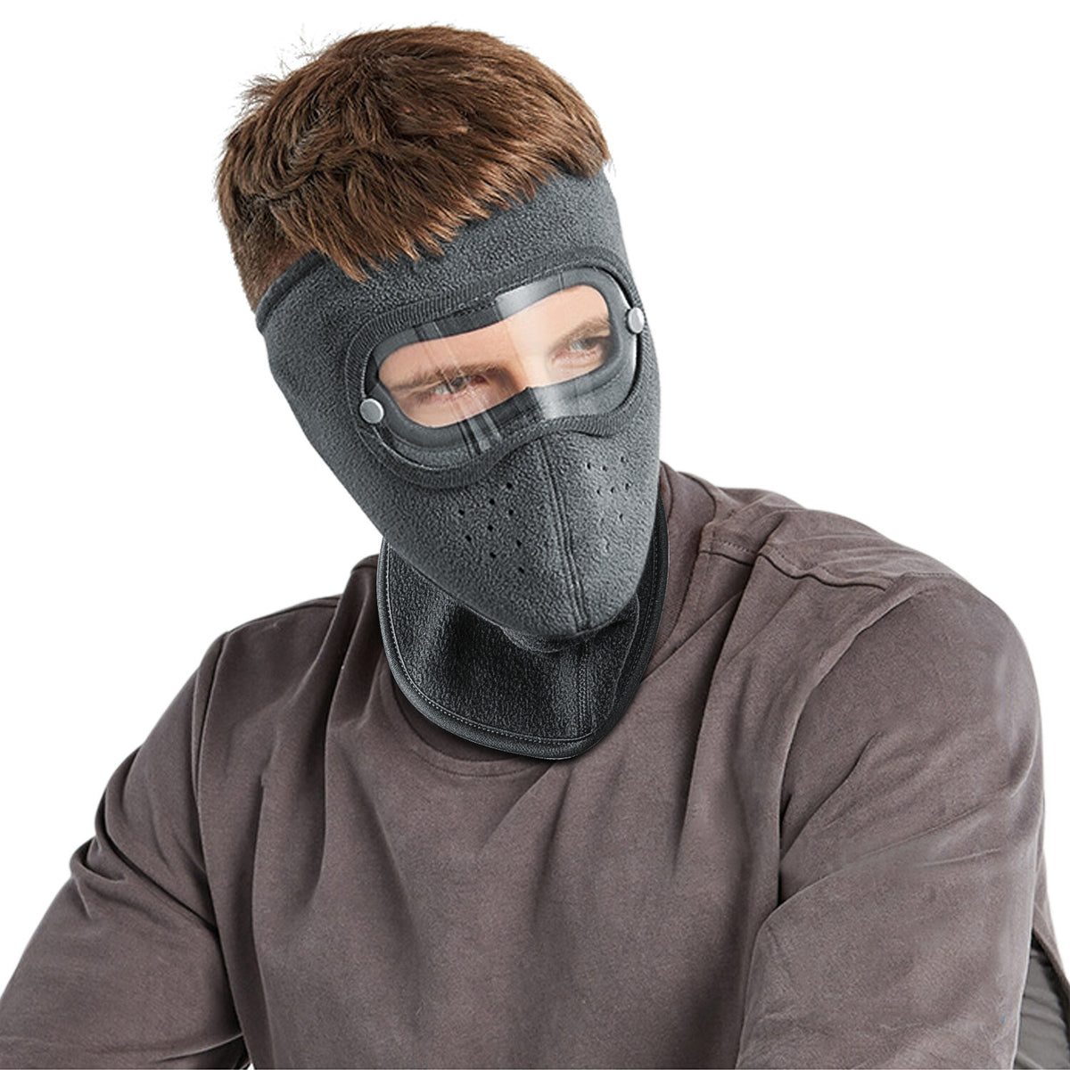 Windproof Warm Face Mask with Detachable Anti-Fog Goggles Unisex