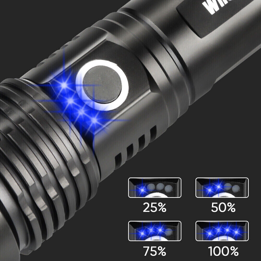 Super Bright Rechargeable LED Flashlight with Zoom, 1500+ Lumens, Waterproof