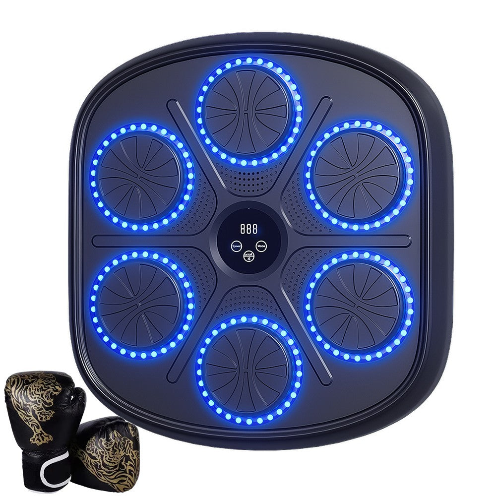 Wall Mount Boxing Training Target with Bluetooth Music and LED Lights - Exercise Machine + Gloves