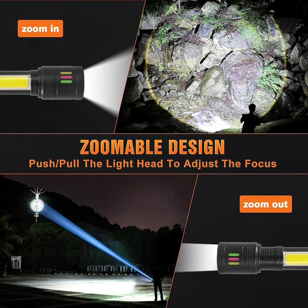 Rechargeable LED Tactical Flashlight 2 Pack Waterproof Emergency Light