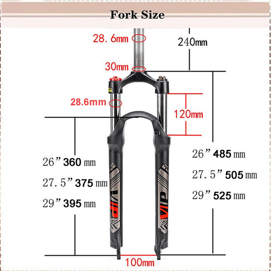 Mountain Bike Suspension Fork 100mm Travel Disc Brake Compatible Aluminum Alloy