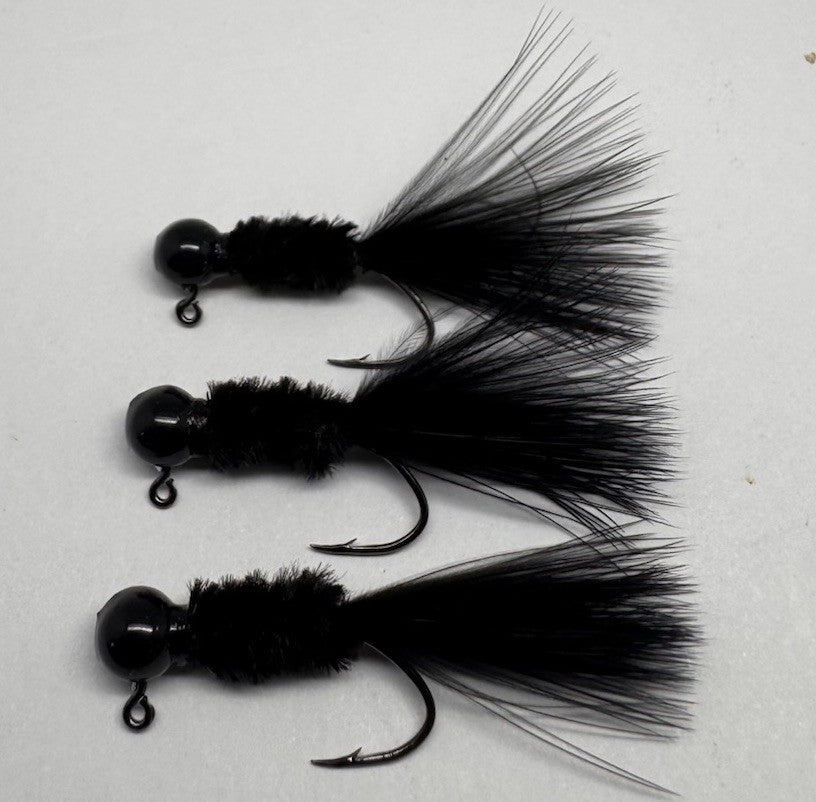 6 Pack 1/16 oz Hand-Tied Marabou Fishing Jigs for Trout & Crappie