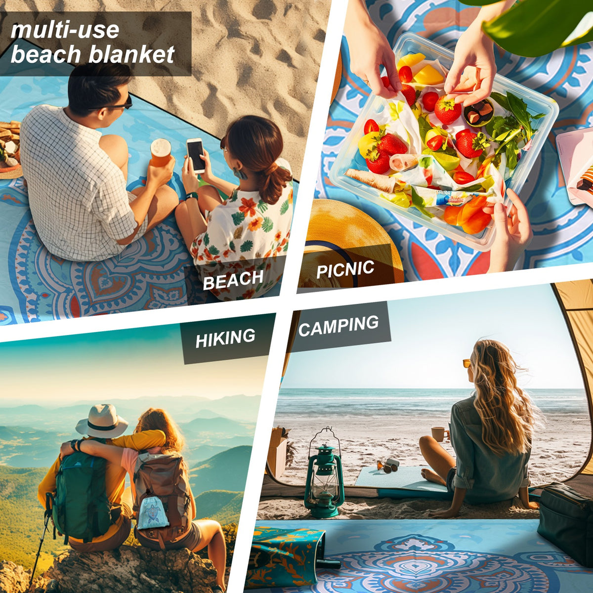 Large Waterproof Sandproof Beach Blanket 79 x 83 Inches Quick Dry Outdoor Mat