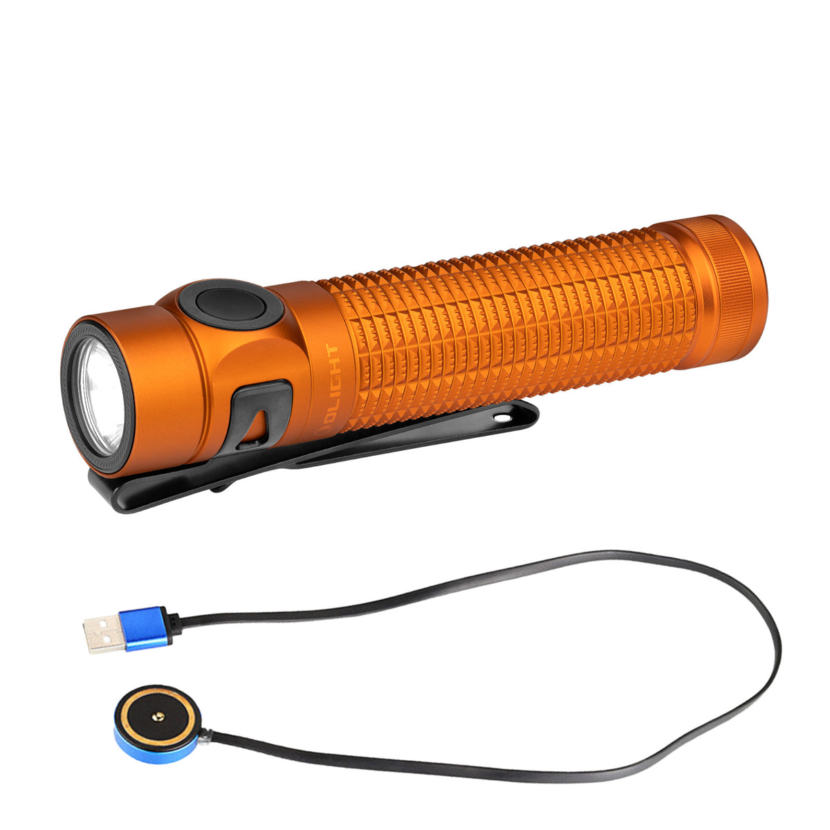 Rechargeable LED Flashlight 1600 Lumens EDC Portable Torch Orange