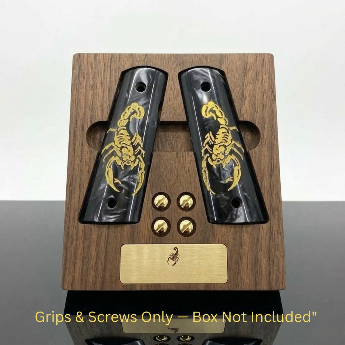 1911 Pistol Grips Black Pearl Acrylic with Gold Scorpion - Full Size