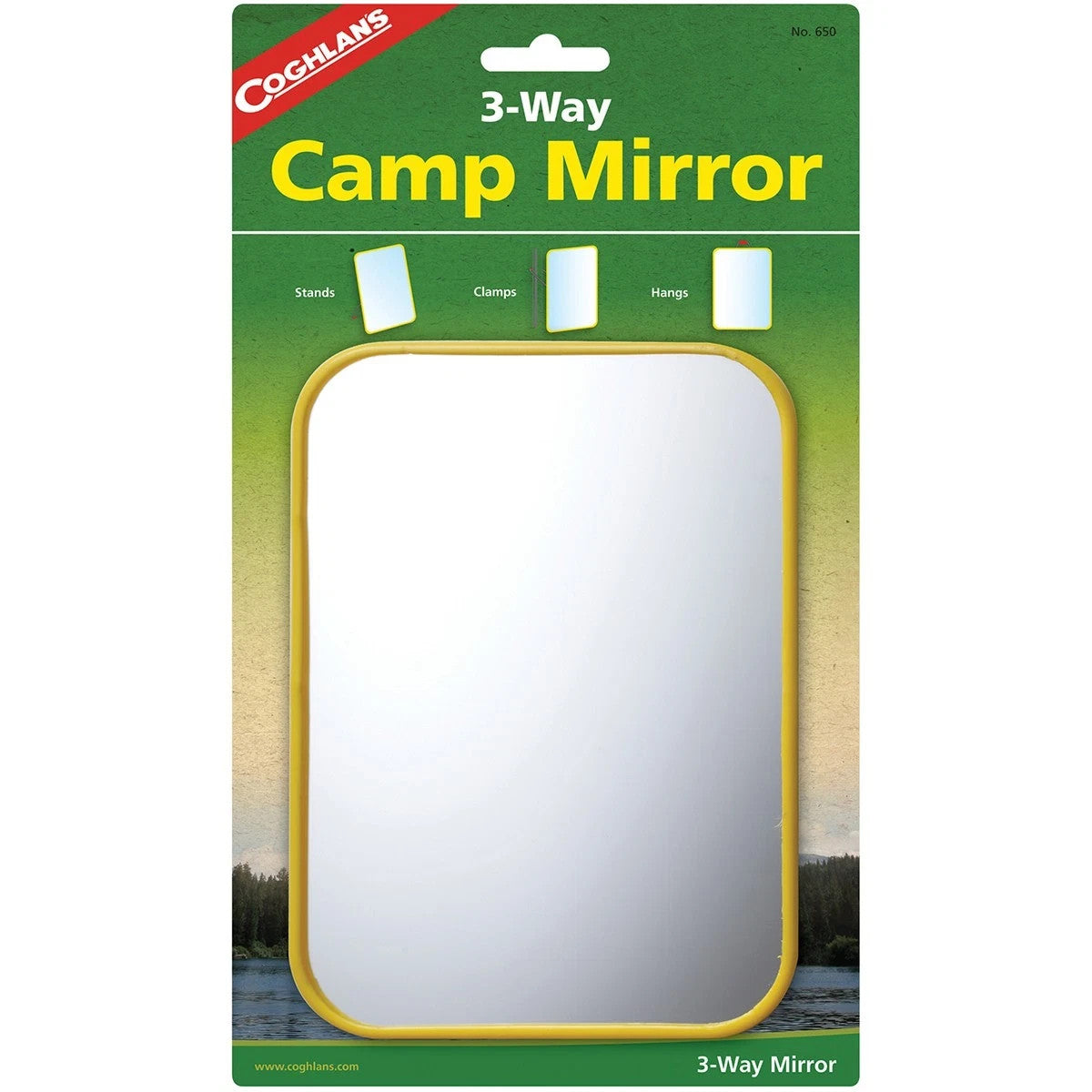 3-Way Camp Signal Mirror with Clamps and Hook for Outdoor Survival