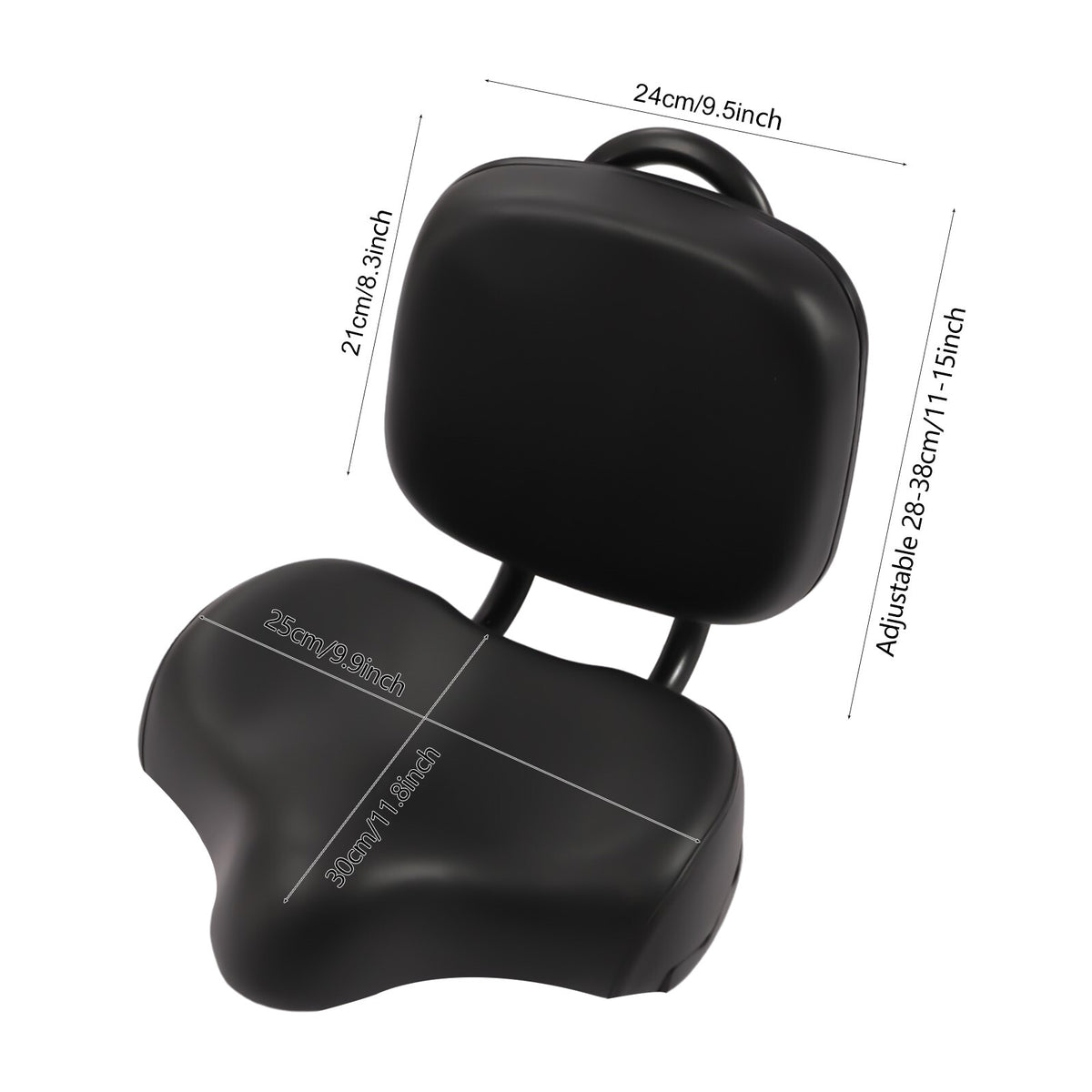 Heavy Duty Bicycle Saddle Seat with Backrest - Wide Comfort Leather Cushion