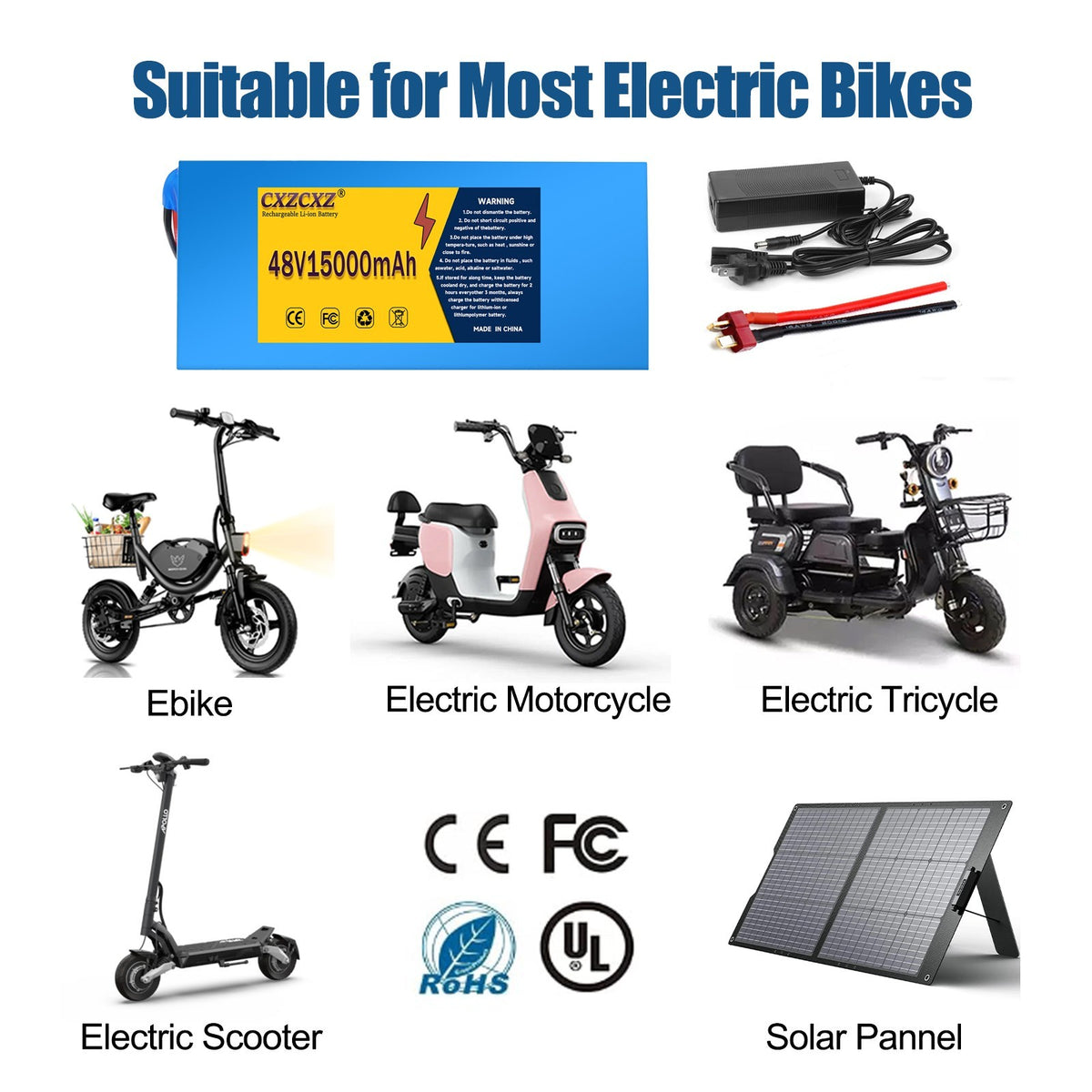 48V 15Ah Lithium Battery for Electric Bikes and Scooters - 20A