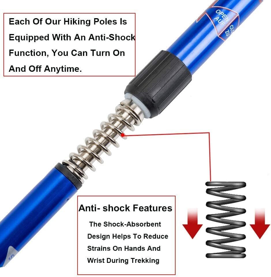Adjustable Hiking Poles with Anti-Shock Aluminum Trekking Sticks Nordic Walking Sticks