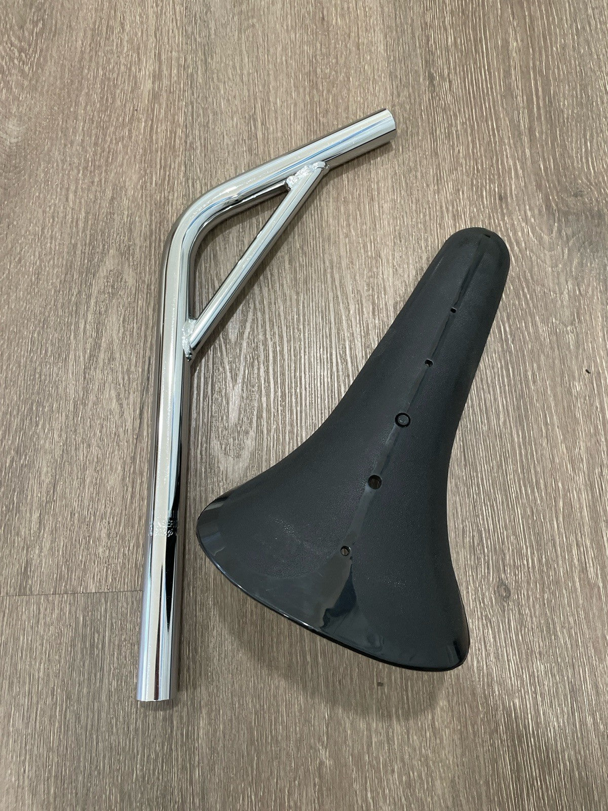 Black BMX Hard Shell Saddle with Laid Back Seat Post 22.2mm 7/8