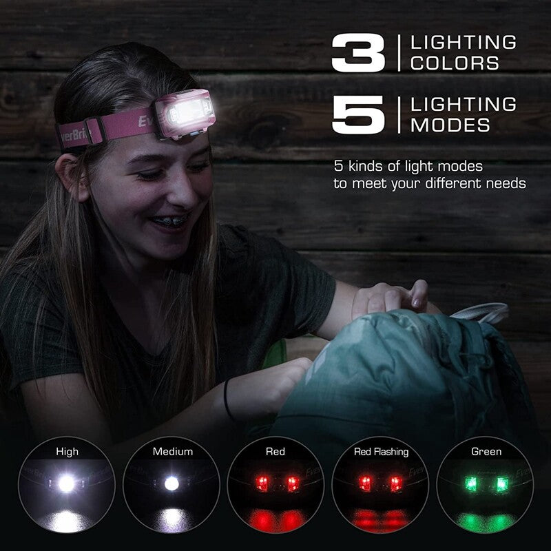 Outdoor Camping Headlamp 2 Pack with Red Light & 5 Modes - Adjustable & Bright